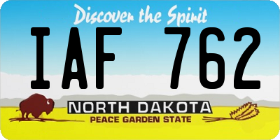 ND license plate IAF762