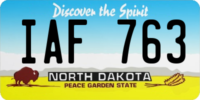 ND license plate IAF763