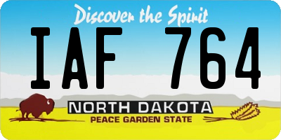 ND license plate IAF764