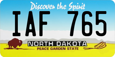 ND license plate IAF765