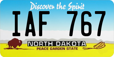 ND license plate IAF767