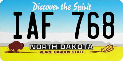 ND license plate IAF768