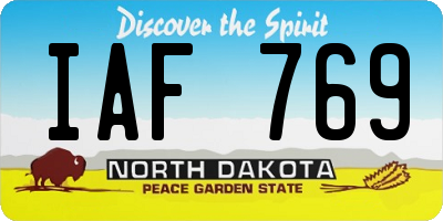 ND license plate IAF769