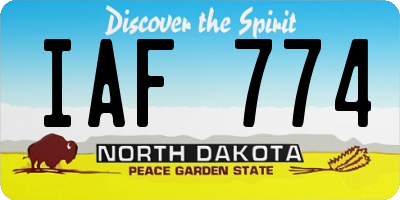 ND license plate IAF774