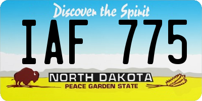 ND license plate IAF775