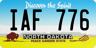 ND license plate IAF776