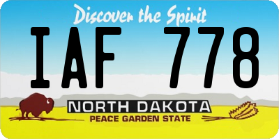 ND license plate IAF778