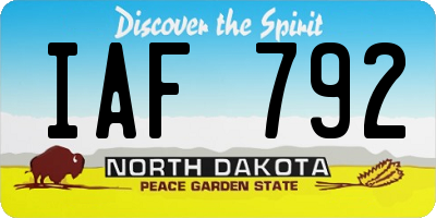 ND license plate IAF792