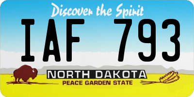 ND license plate IAF793