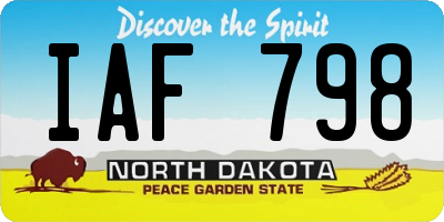 ND license plate IAF798