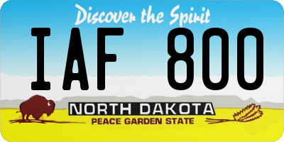 ND license plate IAF800