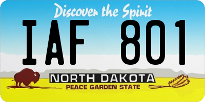 ND license plate IAF801