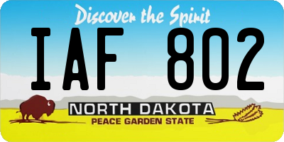 ND license plate IAF802