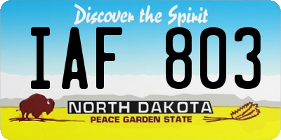 ND license plate IAF803