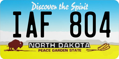 ND license plate IAF804