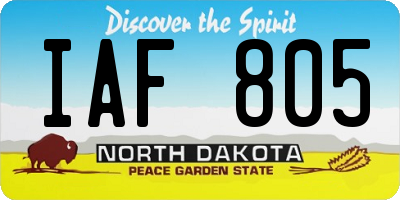 ND license plate IAF805