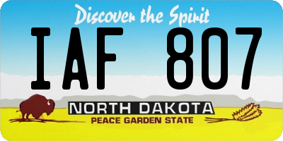 ND license plate IAF807