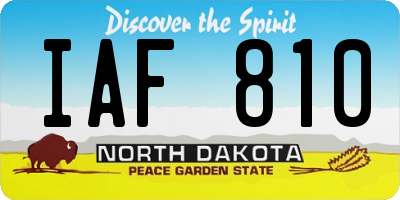 ND license plate IAF810