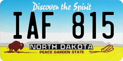 ND license plate IAF815