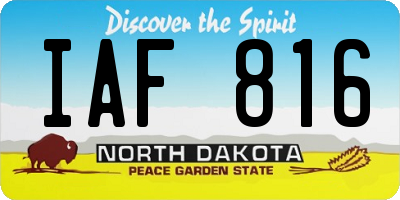 ND license plate IAF816