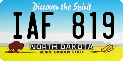 ND license plate IAF819