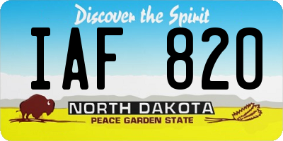 ND license plate IAF820