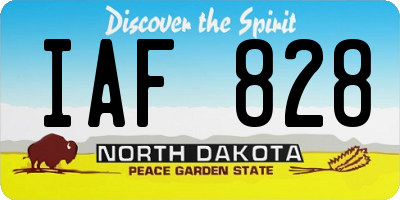 ND license plate IAF828