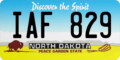 ND license plate IAF829
