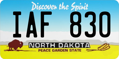 ND license plate IAF830