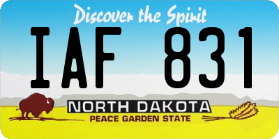 ND license plate IAF831