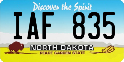 ND license plate IAF835