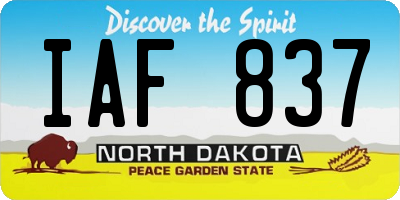 ND license plate IAF837