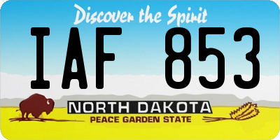 ND license plate IAF853