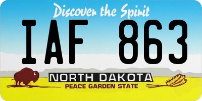 ND license plate IAF863