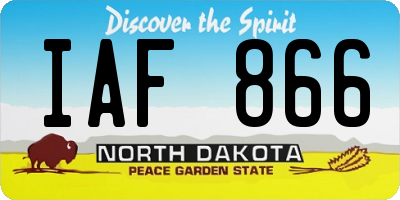 ND license plate IAF866