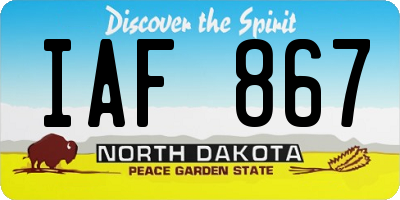 ND license plate IAF867