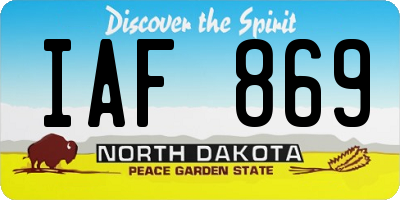 ND license plate IAF869