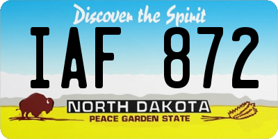 ND license plate IAF872