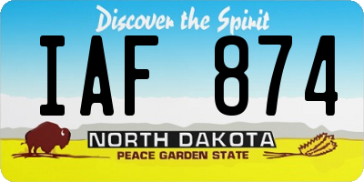 ND license plate IAF874