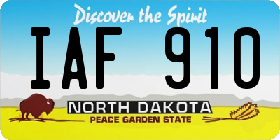 ND license plate IAF910