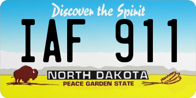 ND license plate IAF911