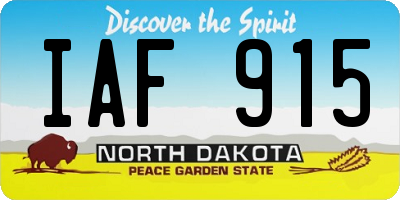 ND license plate IAF915