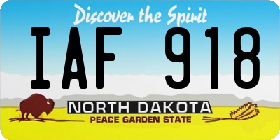ND license plate IAF918