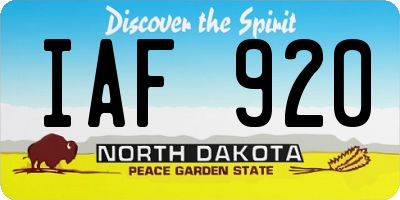 ND license plate IAF920