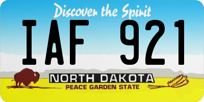 ND license plate IAF921