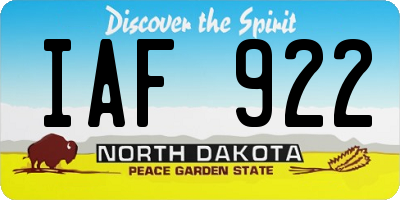 ND license plate IAF922