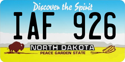 ND license plate IAF926