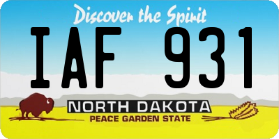 ND license plate IAF931