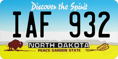 ND license plate IAF932