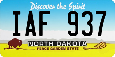 ND license plate IAF937